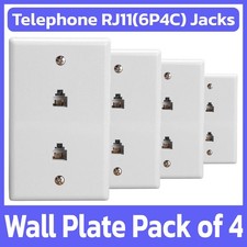 4 Pack Phone Wall Plate 6P4C RJ11 Dual Telephone Line Jack Faceplate - White picture