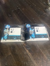 Two (2) Genuine HP 62 Ink Cartridges - Black Expired FEB 2026 picture