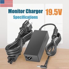 DC 19.5V Monitor Power Cord Compatible with HP m27f m27fe m27fq m27fw m24h m24f picture