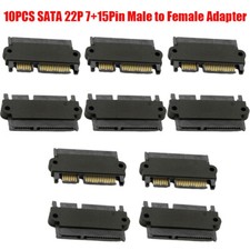 SATA 22P 7+15Pin Male Plug to SATA 22Pin 7+15P Female Jack Adapter Convertor 10X picture