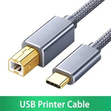 USA USB-C to USB-B 2.0 Cable For Nylon Epson HP Canon Brother Printer Scanner picture