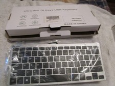Ultra Thin Mini USB Wired Compact Keyboard for PC Mac Laptop 78 Key Silver Black picture