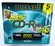 MAXELL Photo CD-R Pro, 48x, 2000 Digital Images, 700MB, 5 Pack Brand New Sealed picture