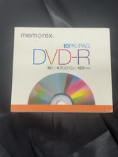 10 Pack Memorex DVD+R Blank Media Discs In Jewel Cases 16x 4.7GB 120 Min SEALED picture