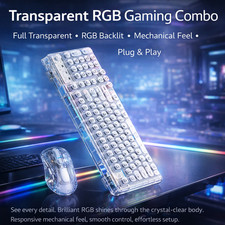 RGB Wired Gaming Keyboard and Mouse Combo, White Transparent Set for PC Gamers picture