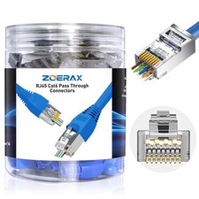 Cat6A Shielded Pass Through RJ45 Connectors Strain Relief Boots Plugs 50 PCS picture