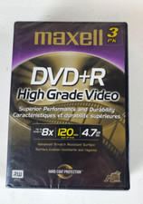 Maxell DVD+R 3 Pack Sealed 120 Min 4.7GB 8X High Grade Video Blank Discs + Cases picture
