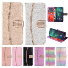 Flip Diamond Crystal Card Wallet Cover Case For S26 S25 S24 S23 S22 S20 S10 S21 picture