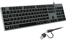 Wired Backlit Keyboard for Windows/Mac,Aluminum Slim & Quiet Full Size picture