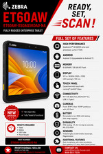 Zebra ET60AW-0SQAGSK0A0-NA ET60 Rugged Tablet 10.1