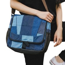 TerraCycle Denim Laptop Messenger Bag Upcycled Patchwork Blue Eco Friendly NWT picture