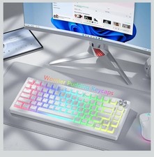 Womier Shine Through PBT Keycaps, Pudding White Keyboard Keycaps picture