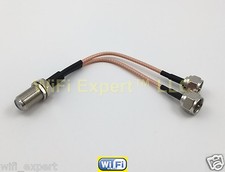 F TV Female to Y type 2X F Male Splitter Combiner cable pigtail RG316 USA Asmbld picture