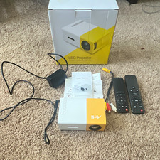 Artlii LED Projector Desktop White/Yellow w/ Remote, Adapter, AV Cables, Box picture
