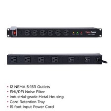 CyberPower CPS1215RMS Rackmount Surge Protector, 120V/15A, 12 Outlets, 15' Cable picture