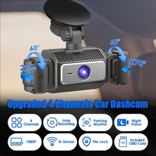 4 Channel Car Dash Cam Front Left Right Rear Camera 1080P FHD 128GB Card Night V picture