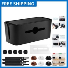 Sleek Black Cable Management Box for Home Office - Safe & Stylish Organizer picture