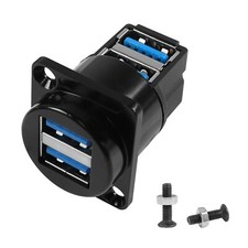 QIANRENON Dual USB 3.0 Panel Mount 90° Angle Adapter 5Gbps USB3.0 2 Female  picture