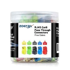 100PC RJ45 Cat6 Pass Through Connectors Assorted Colors EZ Crimp Ethernet picture