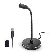 Noise Cancelling Desktop USB Computer Microphone for Recording Black picture