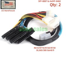 2PCS SFF‑8087 to 4×8482 SAS Cable With IDE 4Pin Power 6Gbps  Hard Drive Cord 1M picture