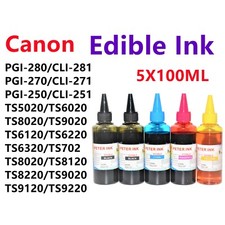 5X100ML Edible refill Ink alternative for Canon inkjet printer CISS CIS CA picture