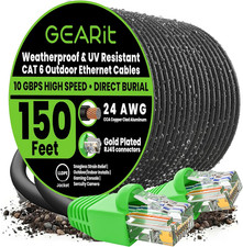 Cat6 Ethernet Cable 150Ft, Outdoor Direct Burial Cat 6 Cable 24AWG High Speed up picture