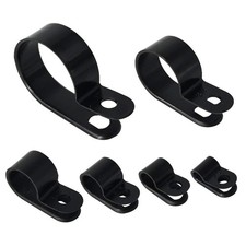 Cable Clamp 200 Pcs Black Nylon Screws Plastic R-Type Cable Clamp Clips Faste... picture