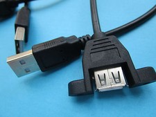 6 pcs USB 2.0 A Male to Female Extension Cable with Panel Mount Screw Holes 1m picture