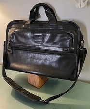 Tumi Alpha Slim Large Screen Portfolio Briefcase Messenger Black Leather 96111DH picture