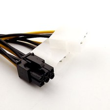 10x 6Pin PCI-E PCI Express Power Adapter Cable to Dual 4Pin Male Molex Connector picture
