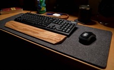 Wool Gray Felt Desk Pad | Handmade Thick Natural Cork Base for Office & Gaming picture