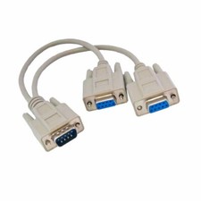 KNTK 1' DB9 Male to 2x DB9 Female Extension Cable Serial 28AWG RS-232 Splitter picture