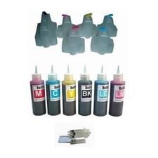 6 Packs Prefilled Refillable ink cartridges for HP 02  Plus 6x100ml ink bottles picture