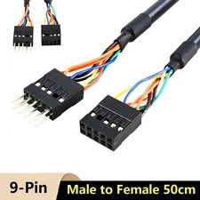 Internal Motherboard AC97 HD Audio 9pin Male To Female Extension Cable Cord 50cm picture