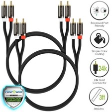 FosPower 3 6 10 15 25 FT Gold Plated RCA Male L/R Stereo Audio Cable Cord Plug picture