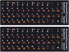 2PCS Russian-English Keyboard Stickers, Orange Cyrillic Letters for PC/Laptop picture