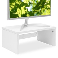White Monitor Stand - 6.7 inch Tall, Wood Riser, Desk Organization. picture