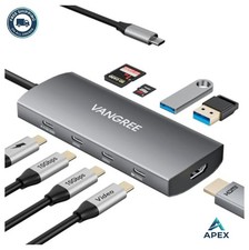 9-in-1 USB C Hub 10Gbps 4K 60Hz HDMI USB-C DP 100W PD SD TF Aluminum Dual picture