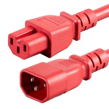 2FT IEC 320 C14 To C15 Power Extension Cord Cable 15A SJT 14AWG PDU UPS Red picture