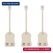 3-Pack DSL Filters with Built-in Splitter - 2 Wire, 1 Line, RJ11 6P2C Male to 2 picture