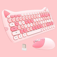 Cute Cat Wireless Keyboard and Mouse, Mini Wireless Keyboard Typewriter Flexible picture
