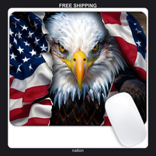 American Eagle Flag Mouse Pad Customizable Non-Slip Rubber Base 9.5x7.9 inches picture