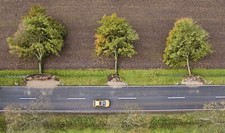 Landscape nature trees road car aerial view germany Custom Gaming Mat Desk picture