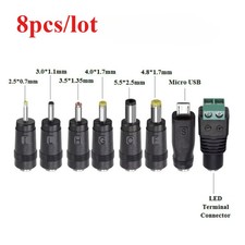8Pcs 5.5x2.5mm Universal Power Jack Kit for Laptop/LED/Micro USB Adapters picture