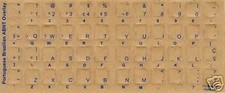Portuguese Keyboard Stickers Reverse Print Blue Letters picture