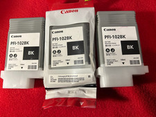3 Genuine OEM Canon PFI-102BK Black Ink Tank 130mL iPF500-765 w.expired dates picture