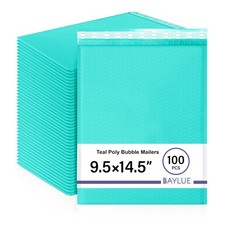 Teal Bubble Mailers 9.5x14.5, Self Seal Poly Padded Envelopes #4, 100 Pack picture