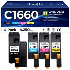 C1660 Toner Cartridge Set 4-Pack Replacement for Dell 4G9HP DWGCP V3W4C V53F6 picture