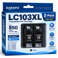 LC103 & LC103XL Ink Cartridges (2-Pack: 2BK) for Brother MFC-J4510DW MFC-J4610DW picture
